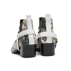 NA762 <span class=keywords><strong>Caballero</strong></span> Chelsea Boots Color mezclado Graffiti Metal Hebilla <span class=keywords><strong>Botines</strong></span> Punk Remache Tacón grueso Cuero Hombre Zapatos <span class=keywords><strong>de</strong></span> negocios - Product Image 6