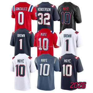 Camiseta <span class=keywords><strong>de</strong></span> Fútbol Americano para Hombre, Estilo Moderno 2026, Drake Maye, Cosida, Christian Gonzalez, Marrón # 1 TreVeyon Henderson Will Campbell Tallas S-3XL - Product Image 1
