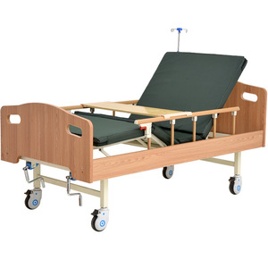 Huifukang Wooden Nursing <b>Bed</b> Manual <b>Adjustable</b> Backrest With Guardrails For Elderly Care - Product Image 3