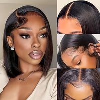 Perruques courtes bob en cheveux naturels vietnamiens pas chers, perruques frontales en dentelle HD, perruques pixie en cheveux humains pour femmes noires