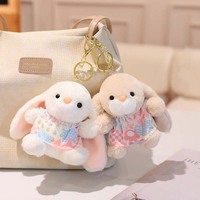 Porte-clés en peluche lapin à oreilles tombantes mignon avec divers styles de robes en dentelle, breloque de sac portable et cadeau délicat pour filles