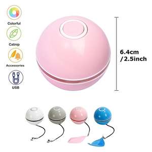 Venta caliente carga USB multicolor eléctrico mascota láser gato bola juguete LED colorido brillo bola rodante - Product Image 6