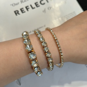 SONGSHUO Bracelet Tennis Moderne Plaqué Or 18K avec Zircon Cubique Transparent, Ensemble de Bracelets Empilables en Cristal pour Femme, Bijoux de Mariage et de Fête - Product Image 1