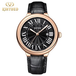 Drop Shipping KINYUED Men's Automatic Mechanical Watch Waterproof 3BAR Leather Strap Luminous Pointer Roman Dial <b>Calendar</b> - Product Image 1