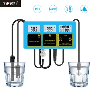 PH/Salinity/TEMP Meter Multi Parameter PH & Monitor Temperature Meter 110〜120V Detector Water Quality Device水族館の水槽