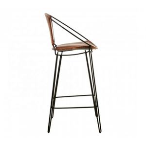 เก้าอี้บาร์หนังสไตล์อุตสาหกรรมที่ทันสมัยมีพนักพิงเหล็กและกรอบไม้สำหรับห้องครัวห้องนั่งเล่นห้องอาหารและร้านอาหารเฟอร์นิเจอร์ - Product Image 3