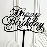 Nouveauté : Décoration de gâteau créative en acrylique « Joyeux Anniversaire » en anglais, 12,5 cm, fabriquée en Chine, pour table de desserts et décoration de gâteaux