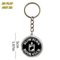 Porte-clés en acrylique Slow Burn Book Club, breloque de sac et accessoire de porte-clés sur le thème des tropes romantiques, design icône bougie