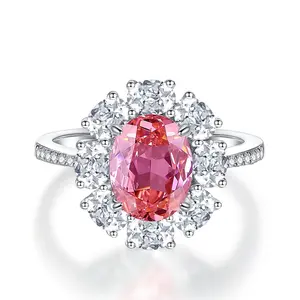 Bague de fiançailles en argent Sterling 925 plaqué Rhodium, 18K, diamant de haute qualité, taille de glace rose bleu topaze CZ
