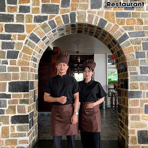 Factory Direct <b>Chef</b> <b>Jacket</b> Short Sleeve <b>White</b> Black Piping Durable Easy Care Polyester Cotton Kitchen Catering Bakery Uniform - Product Image 5