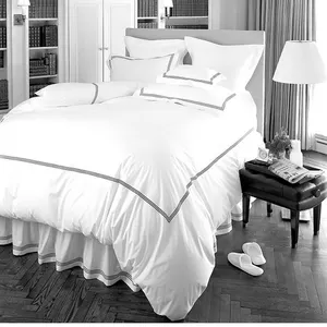 ผ้าฝ้าย100% สีขาวชุดเครื่องนอนอียิปต์ผ้าฝ้ายที่กำหนดเองจีนส่งออกผ้าฝ้ายผ้าปูเตียง
