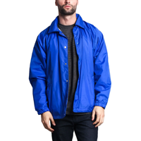 Logo personnalisé imprimé pour hommes veste d'entraîneurs classique coupe-vent en nylon résistance à l'eau coupe décontractée bouton pression manteau vierge