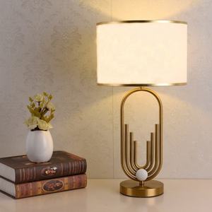 MKMJ Moderne Wohnraumdekoration Kreative Handbemalte Landschafts-Lampenschirm Goldene Metall-Tischlampe für Wohnzimmer Schlafzimmer Büro - Product Image 2