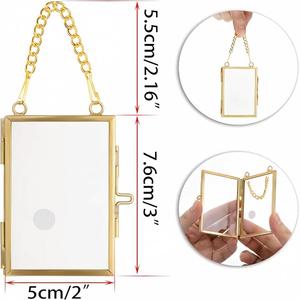 Mini Marco <span class=keywords><strong>de</strong></span> <span class=keywords><strong>Fotos</strong></span> <span class=keywords><strong>de</strong></span> Vidrio Vintage con Flor Seca para Decoración Navideña del Hogar, Adorno Colgante, Regalo - Product Image 2