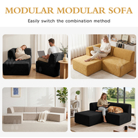 Canapé modulaire en mousse moderne sans assemblage, à compression sous vide, en forme de L, avec assise profonde, style nuage, pour salon