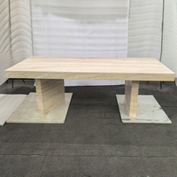 Table basse en travertin beige clair de luxe en pierre naturelle faite à la main, style nordique, décoration d'intérieur