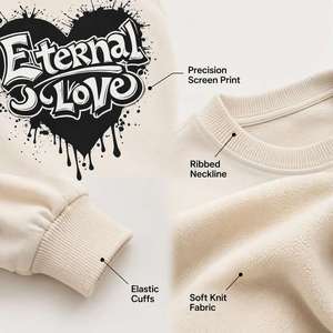 Men's <b>Crewneck</b> Sweatshirt Custom Front Print Soft Fabric Ribbed Cuff Casual Wear - Product Image 4