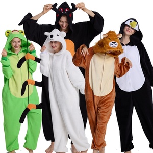 도매 열 라운지웨어 귀여운 동물 <span class=keywords><strong>Onesie</strong></span> 남자/여자 잠옷 여우 곰 암소 재미있는 디자인 후드 잠옷 겨울 양털 앞 - Product Image 3