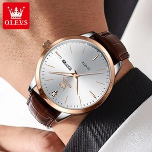 2935 Fashion Business Brand Men Watches Leather Strap Trend Week <b>Calendar</b> Quartz Watch Luminous Waterproof 43mm Dial - Product Image 2