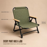 Chaise pliante d'extérieur pour la pêche au bord du lac, avec siège matelassé en Oxford 600D, chaise de loisirs portable pour le jardin et le camping