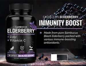 Píldoras en polvo de extracto de saúco OEM con vitamina C y zinc <span class=keywords><strong>para</strong></span> adultos, suplementos del <span class=keywords><strong>sistema</strong></span> inmunológico, cápsulas no <span class=keywords><strong>para</strong></span> recién nacidos - Product Image 5