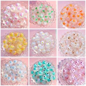 DIY telefon zinciri bilezik aksesuarları toptan 16MM gece lambası yıldızlı gökyüzü renkli bitki çiçekler saf el çizilmiş dağınık boncuklar - Product Image 1