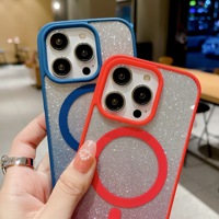 Coque magnétique à effet peau avec paillettes dégradées pour iPhone 17 Pro Max/16/15 – Coque rigide en acrylique mat