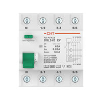 Interruptor Diferencial de Corriente Continua Tipo B de 4 Polos y 6 mA con Certificación KEMA, RCD RCCB para Punto de Carga