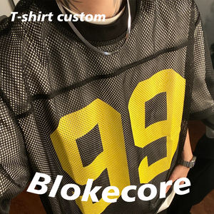 T-Shirt jersi Fit Mesh Boxy Logo kustom layanan OEM cetakan sublimasi tanaman pendek leher-o tenun poliester 100% - Product Image 4