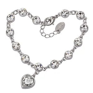 30181 colgante de corazón pulsera de cristal austriaco pulseras de dijes ajustables para regalo de mujer pulseras de joyería de moda