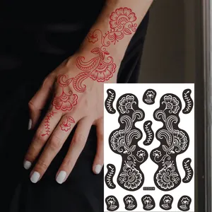 批发彩绘纹身模版玫瑰空心纹身贴纸印度指甲花人体艺术纹身用品贴纸