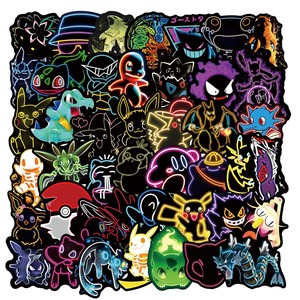 50PCS Magical Anime Neon Poke Monster Sticker Graffiti Decorations Water Cups Laptops Luggage Stickers