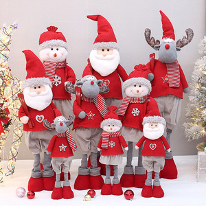 Christmas Knitted <b>Santa</b> Snowman Reindeer Figurines Retractable <b>Standing</b> Decorative Set For Holiday Home Display - Product Image 2