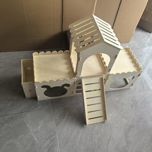 Büyük ahşap tavşan saklanma Bunny kale ayrılabilir saman besleyici ve rampa ile tavşanlar için kapalı küçük hayvan evi Habitat - Product Image 4