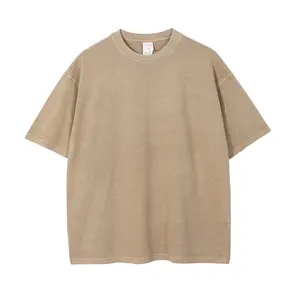 Individueller DTG-druck schweres Gewicht (250 Gsm) Vintage-T-Shirt für Herren gewebt Batiks Stein-Säure-Wäsche übergroßes einfarbiges Herren-T-Shirt