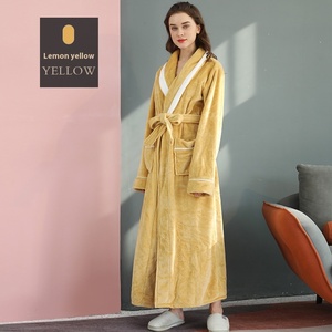 Bata de Franela Larga Unisex para Otoño e Invierno, Cintura Elástica, Talla Grande, <span class=keywords><strong>Pijama</strong></span> de una Pieza, Camisón para Parejas, Diseño para Hombre y Mujer - Product Image 6