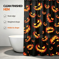 Rideau de Douche Halloween Imperméable en Tissu Blanc Gaufré avec Bordure Dentelle Victorienne – Décoration Salle de Bain Effrayante pour Maisons Hantées (Vente en Gros)