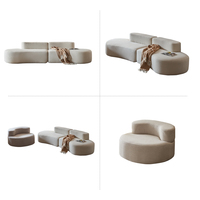 Canapé Chesterfield une place en crème, design minimaliste lune, mobilier de maison en coton arrondi pour appartement familial