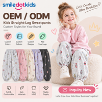 Smiledotkids Pantalons de jogging personnalisés pour enfants Gris Imprimé d'animaux de dessin animé Polaire doux OEM ODM Vente en gros pour garçons et filles en bas âge