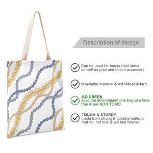 Hawaiian Puakenikeni Lei Design Eco Friendly <b>Canvas</b> <b>Tote</b> Bag Grocery Cotton Custom Reusable Shopping Shoulder Bag for Women - Product Image 2