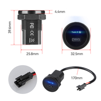 Prise de chargeur de voiture 12V 24V 30W PD, prise USB C étanche à montage encastré avec lumière LED bleue pour BUS, bateau, VTT, camping-car
