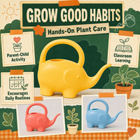 Arrosoir éléphant mignon en plastique à long bec pour plantes d'intérieur, décoration, cadeau de jardin pour enfants, fournisseur personnalisé en gros