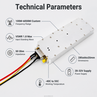 Module amplificateur de puissance RF 4800-4960MHz 13W 25W 50W Amplification du signal Gain 48dB Faible bruit SMA ANT 50Ohm Télécommande Télécom