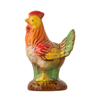 Ensemble de 2 figurines de coq en céramique colorées, statue de poulet en porcelaine peinte à la main, décoration rustique de ferme pour jardin et cuisine