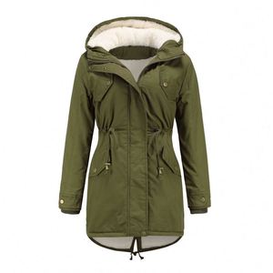 2021 New Arrive Winter Women Solid Color Hooded Overcoat Fleece Inner Parka Heavy Cotton <strong>Velveteen</strong> Warm Outwear Tops Jacket <strong>Coat</strong> - Product Image 3