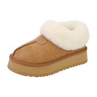 Bottines d'hiver tendance marron châtain à plateforme, dessus en daim, col en fourrure moelleuse, semelle épaisse, chaudes et élégantes