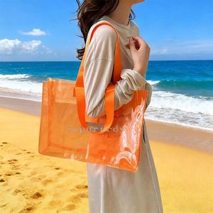Custom Logo Waterproof <b>Clear</b> <b>Tote</b> <b>Bag</b> Summer Colorful Transparent Large-capacity Travel <b>Tote</b> <b>Bag</b> Portable Handbag with Handles - Product Image 6
