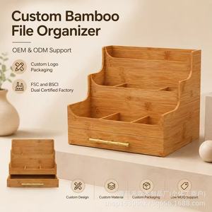 Wooden Office Desktop Storage Box With <b>Drawer</b> <b>File</b> Organizer Rectangle Standing Type No Lid Office Supplies Organizer - Product Image 3