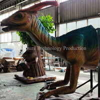 Tête de dinosaure animatronique faite à la main pour aire de jeux pour enfants, décoration ou exposition sur le thème de la tête de Parasaurolophus