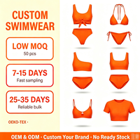 Ensemble 3 pièces de bikini écologique pour femme, style sport, débardeur uni avec logo frontal et short de bikini personnalisable